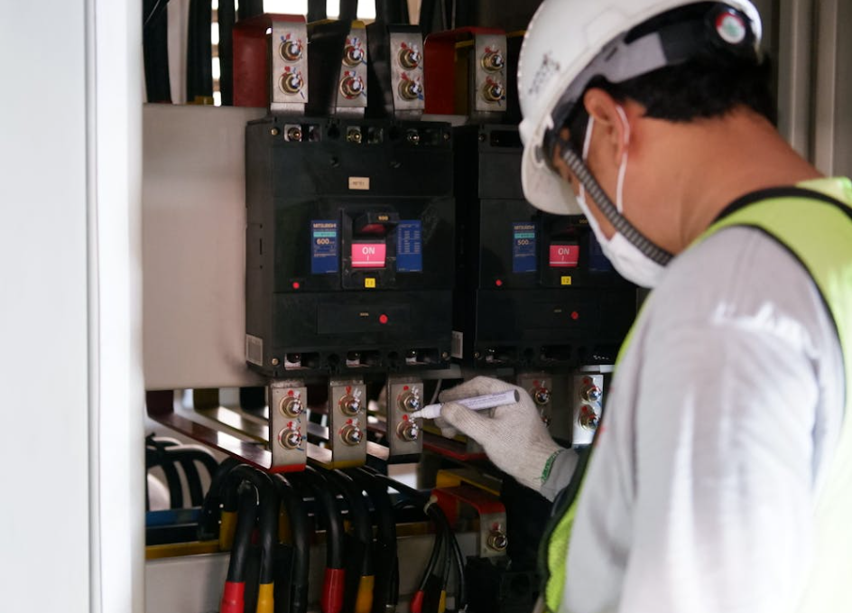 qqe technician performing electrical inspection